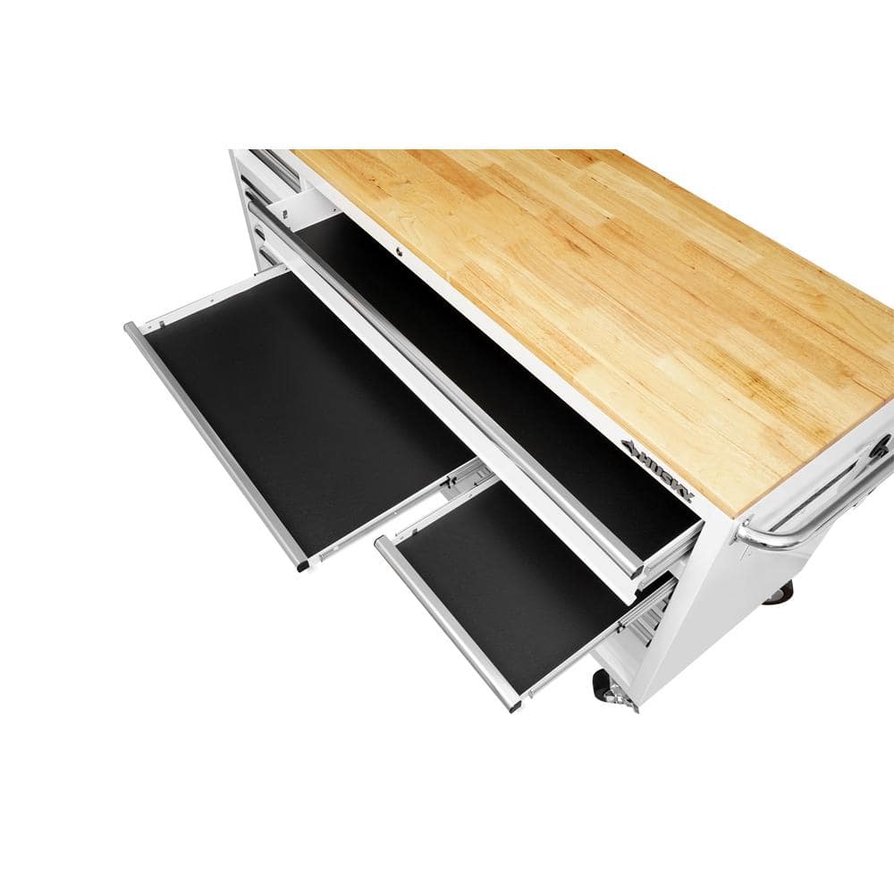 Husky - Tool Storage 72 In. W Standard Duty Gloss White Mobile Workbench Tool Chest - Serious Techies