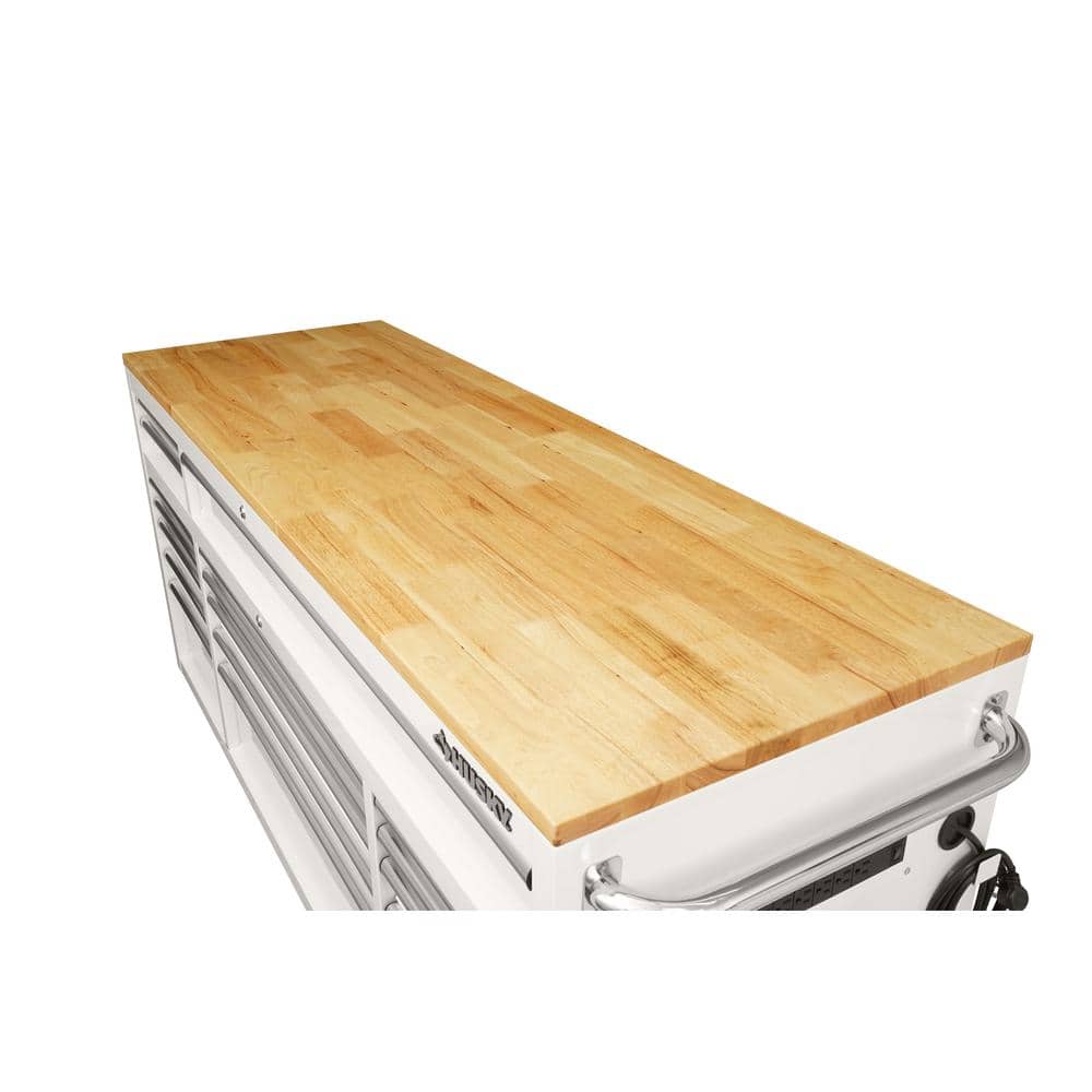 Husky - Tool Storage 72 In. W Standard Duty Gloss White Mobile Workbench Tool Chest - Serious Techies