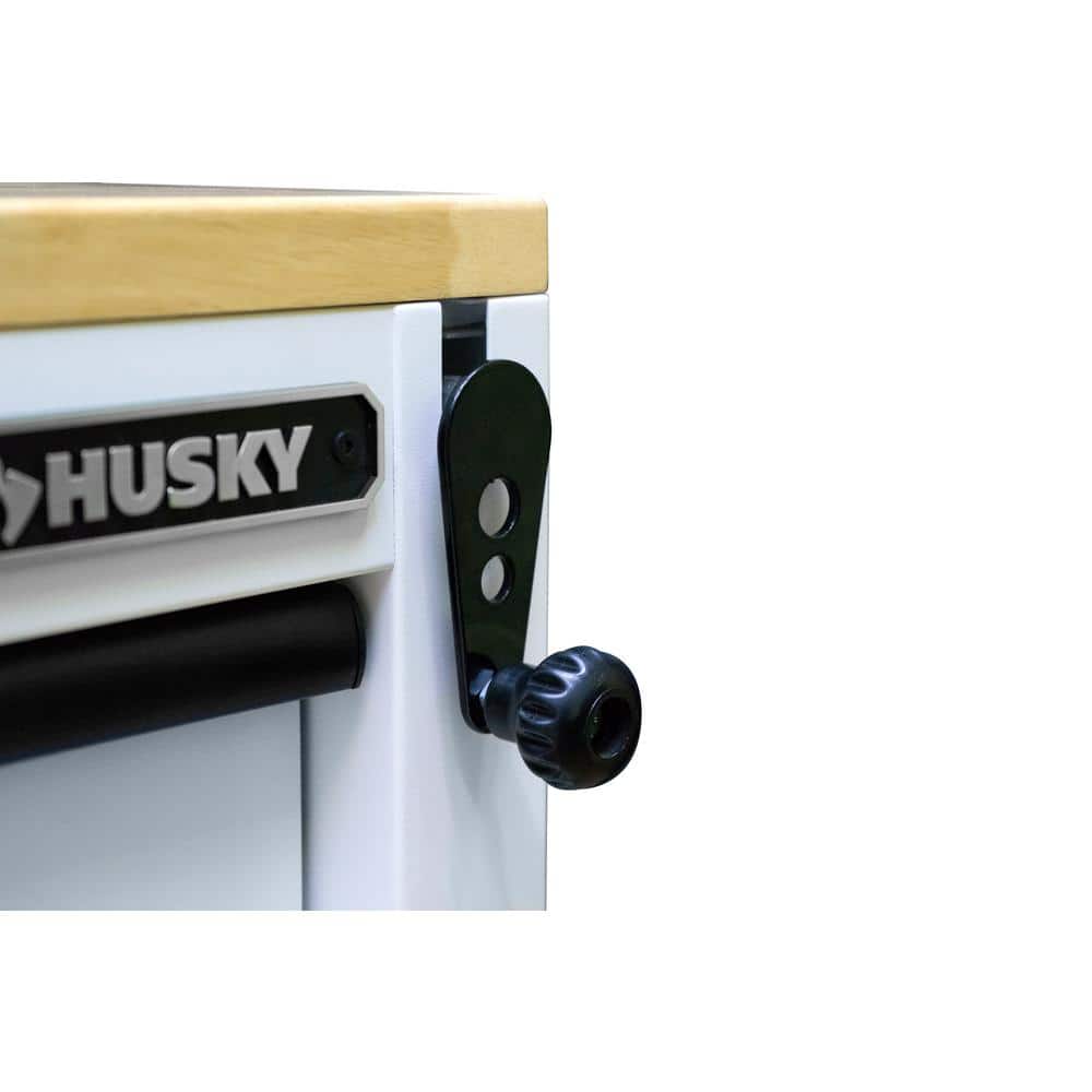 Husky - Tool Storage 72 In. W X 24 In. D 18-Drawer Heavy Duty Adjustable Height Mobile Workbench Cabinet in Matte White - Serious Techies