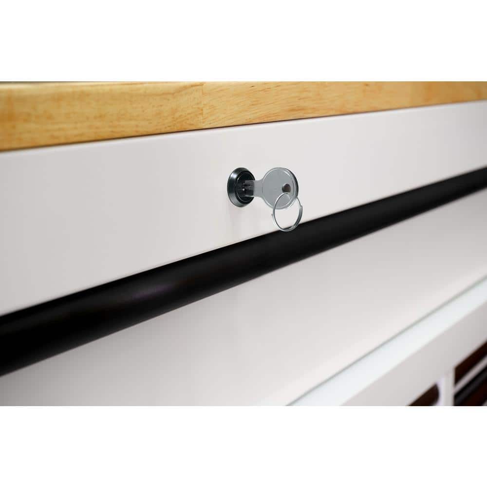 Husky - Tool Storage 72 In. W X 24 In. D 18-Drawer Heavy Duty Adjustable Height Mobile Workbench Cabinet in Matte White - Serious Techies