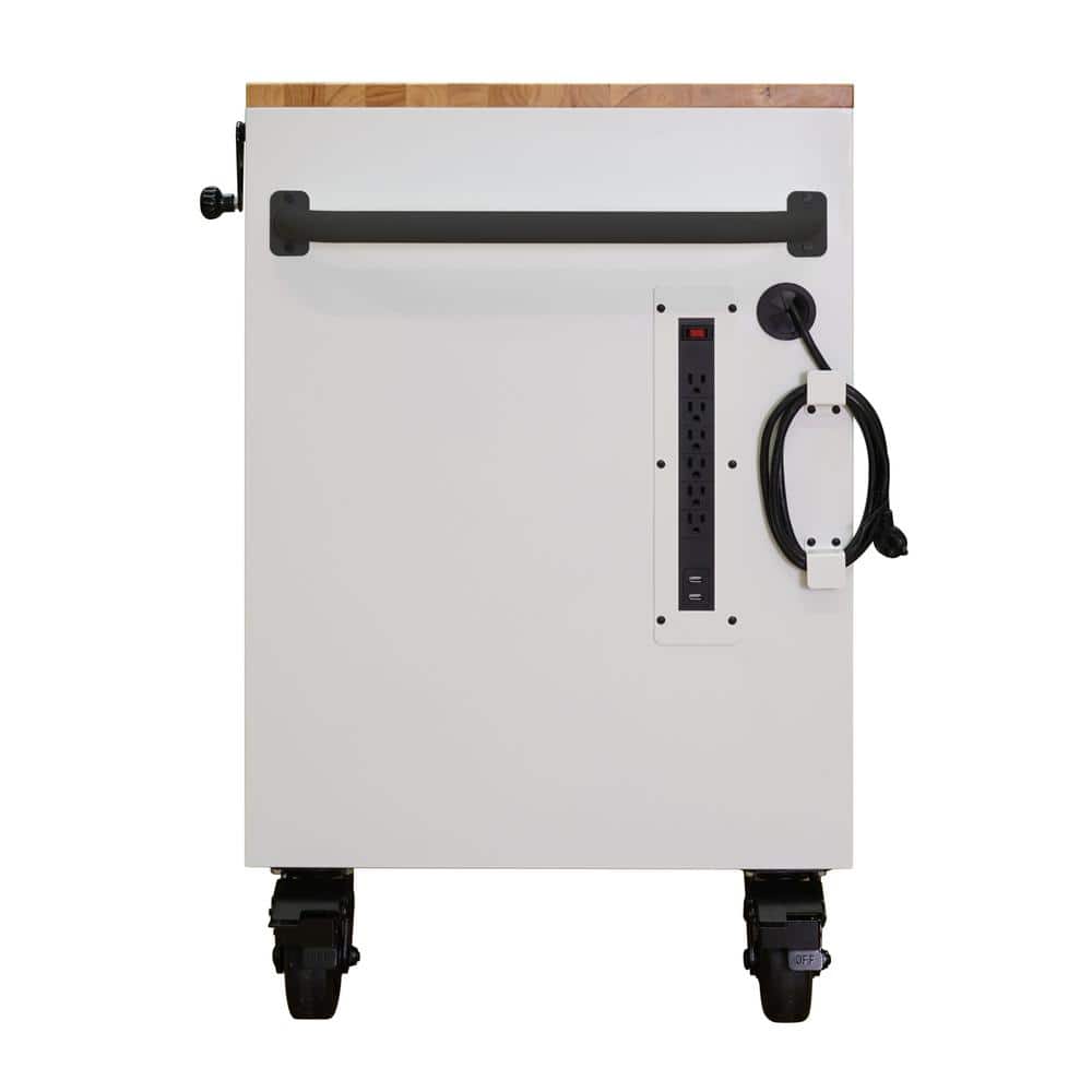 Husky - Tool Storage 72 In. W X 24 In. D 18-Drawer Heavy Duty Adjustable Height Mobile Workbench Cabinet in Matte White - Serious Techies