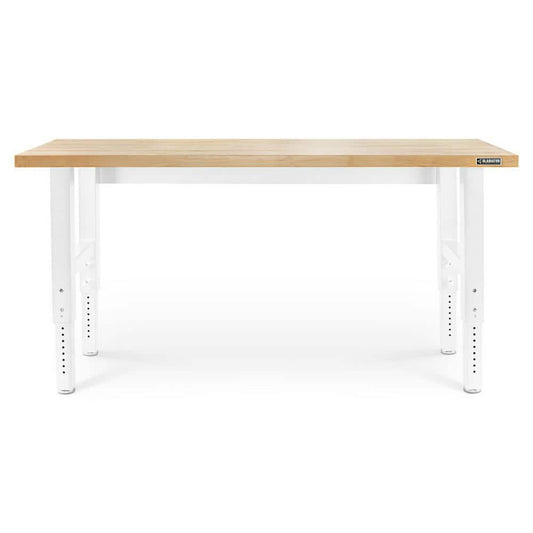 HUSKY - 72 In. W X 25 In. D Adjustable Height Workbench with Hardwood Top - Serious Techies