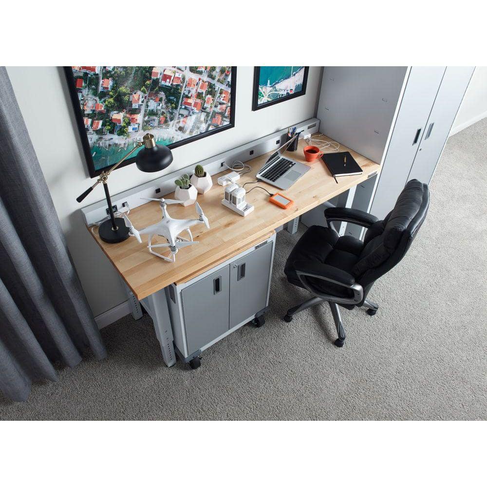 HUSKY - 72 In. W X 25 In. D Adjustable Height Workbench with Hardwood Top - Serious Techies
