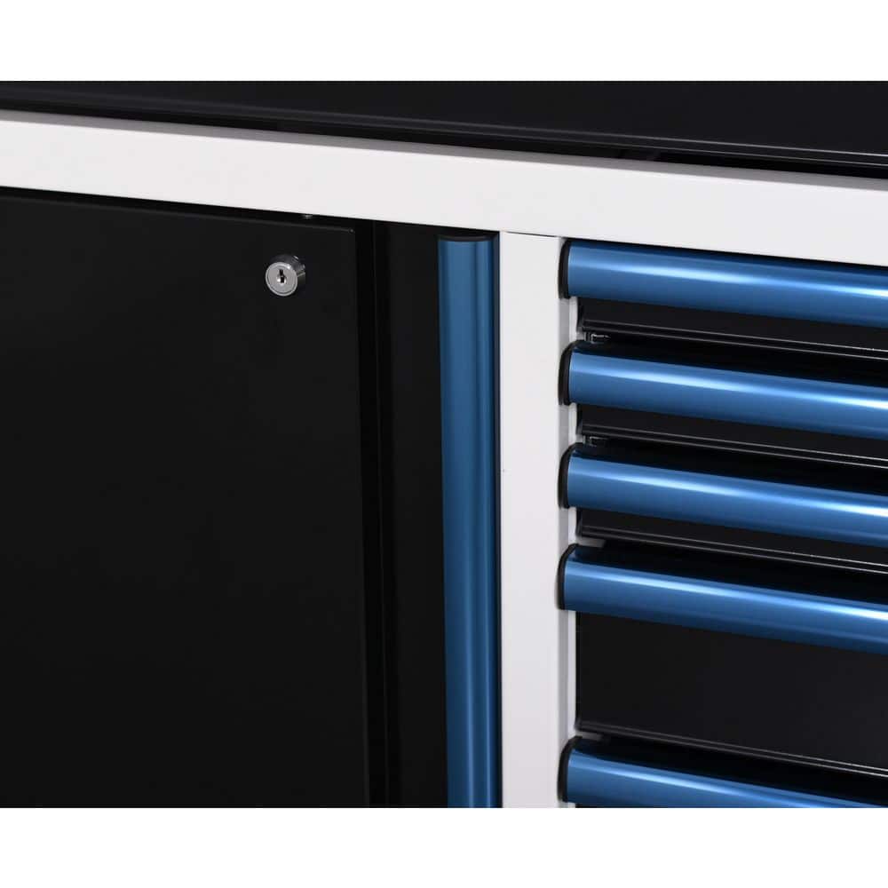 Husky - Limited Edition 61 In. W X 23 In. D 11-Drawer White Mobile Workbench Cabinet with Solid Wood Top Serious Techies