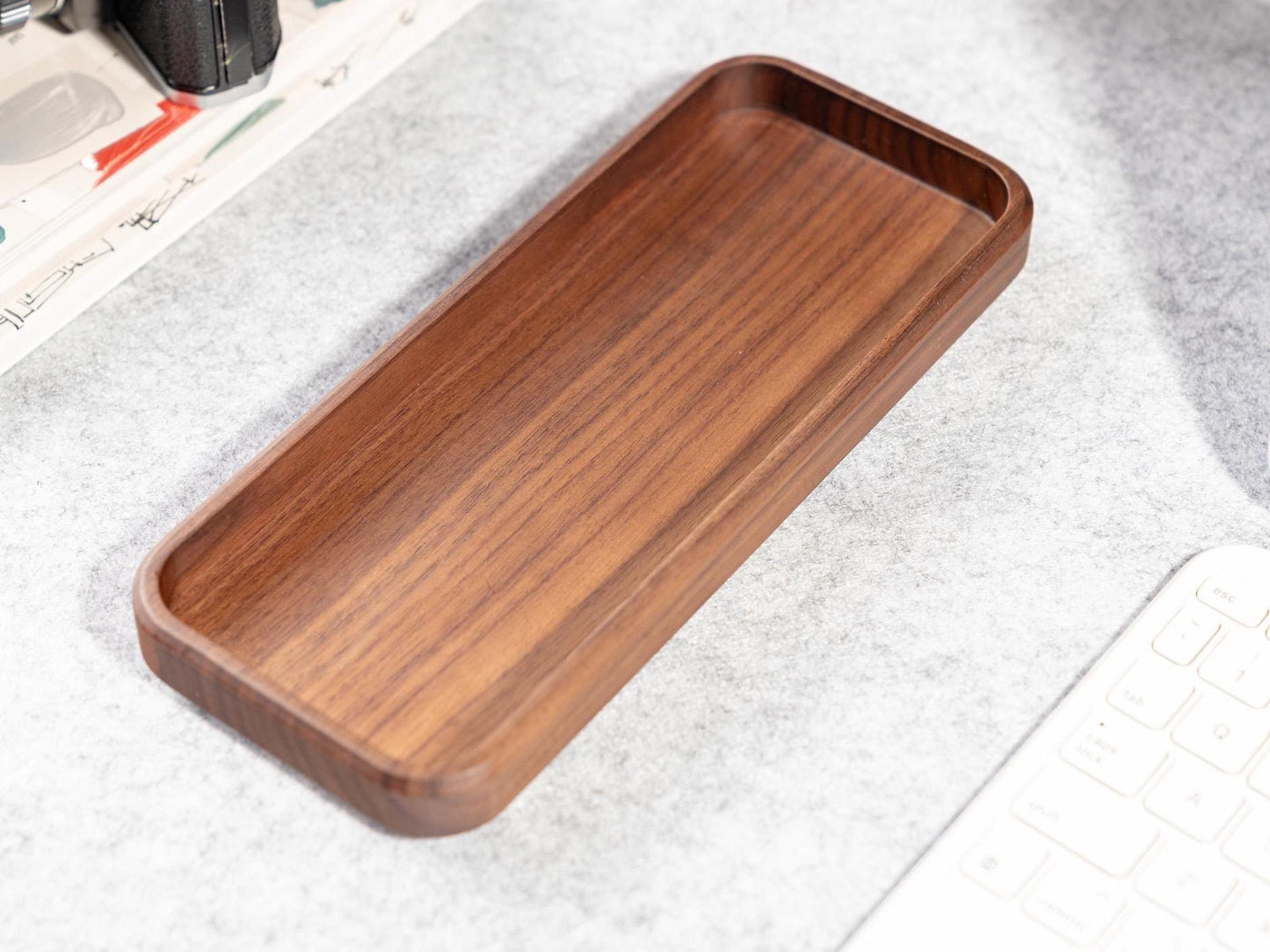 TheProOrganizer - Walnut Wood Desk Organizer Tray: Matte Finish, Minimalist Design - Serious Techies