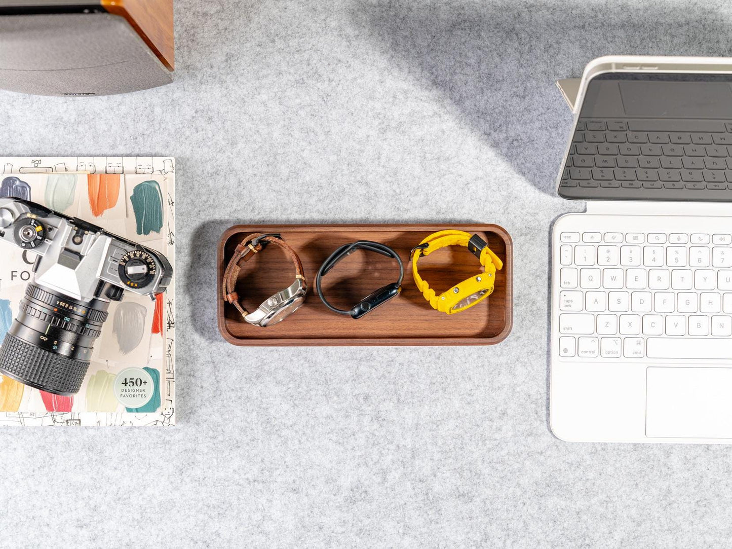 TheProOrganizer - Walnut Wood Desk Organizer Tray: Matte Finish, Minimalist Design - Serious Techies