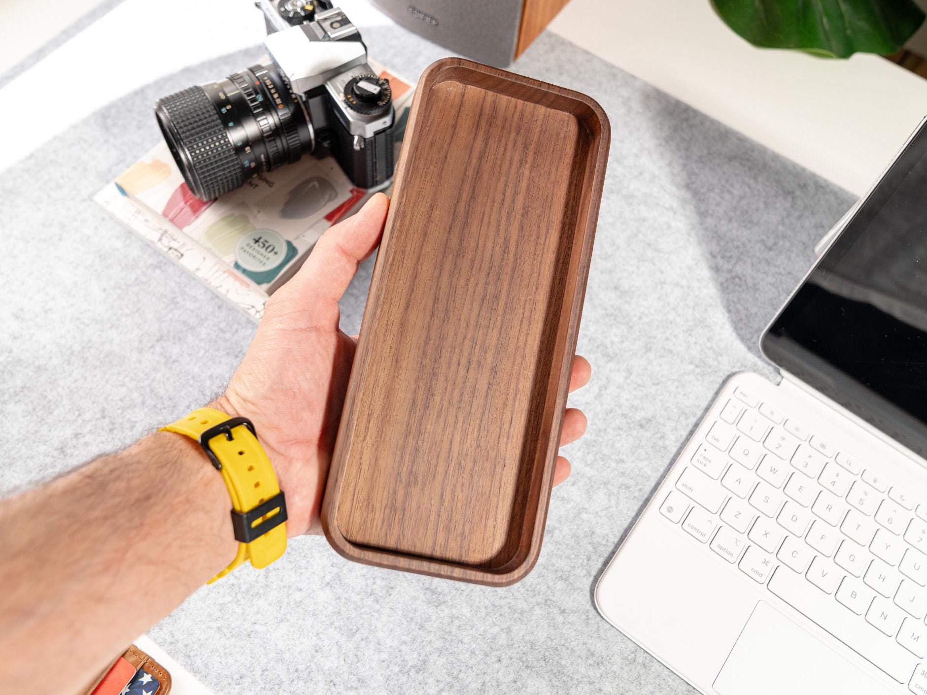 TheProOrganizer - Walnut Wood Desk Organizer Tray: Matte Finish, Minimalist Design - Serious Techies