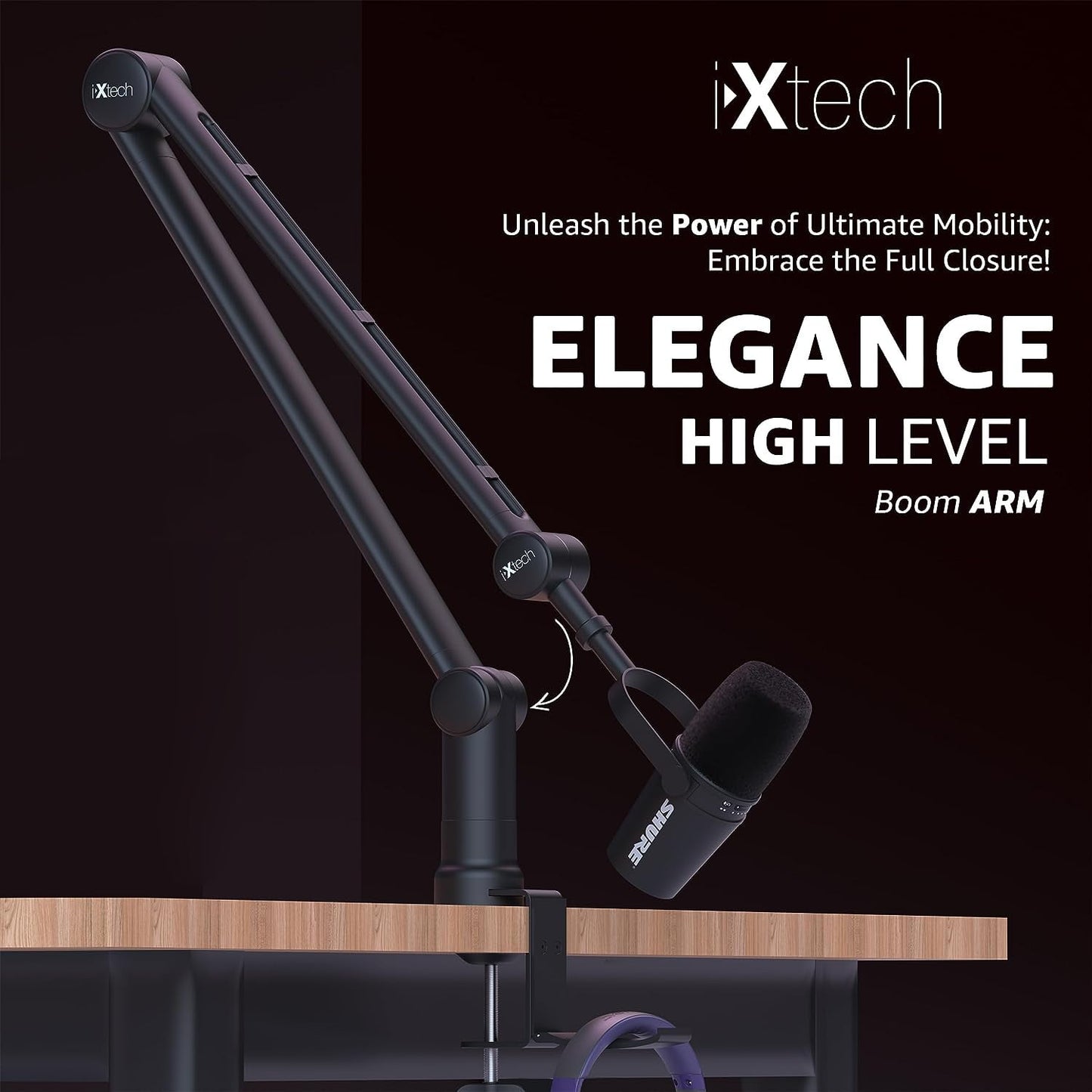 IXTECH - Adjustable Microphone Boom Arm with Desk Mount, 4.5 Lb - Serious Techies