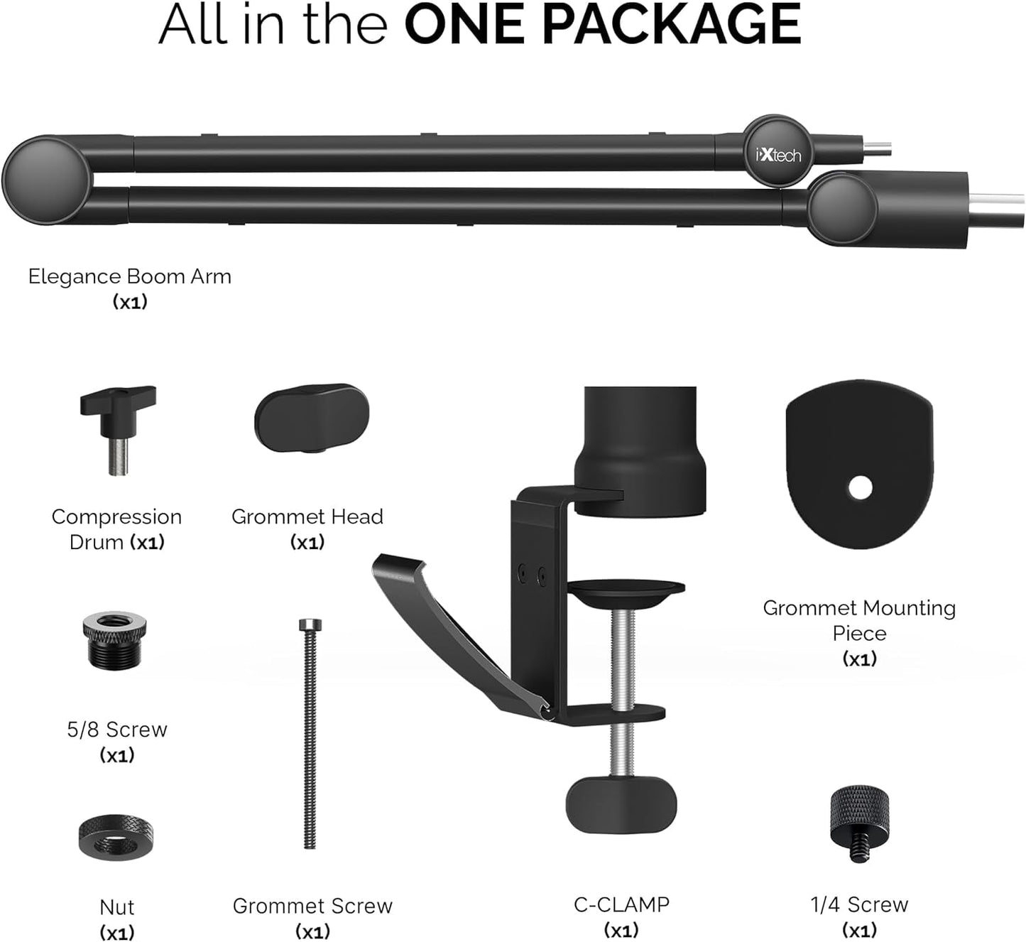 IXTECH - Adjustable Microphone Boom Arm with Desk Mount, 4.5 Lb - Serious Techies