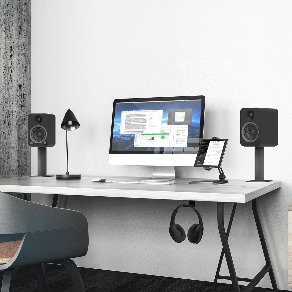 Kanto - SP9 9" Universal Desktop Speaker Stands with Rotating Top Plates and Cable Management - Pair (Black) - Serious Techies