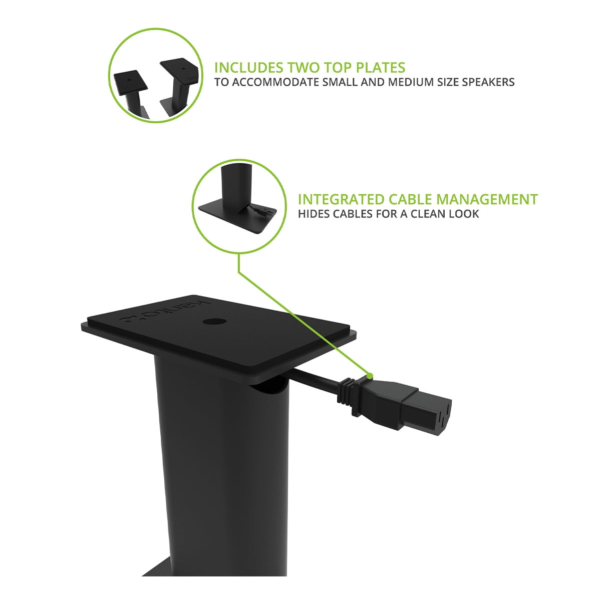 Kanto - SP9 9" Universal Desktop Speaker Stands with Rotating Top Plates and Cable Management - Pair (Black) - Serious Techies