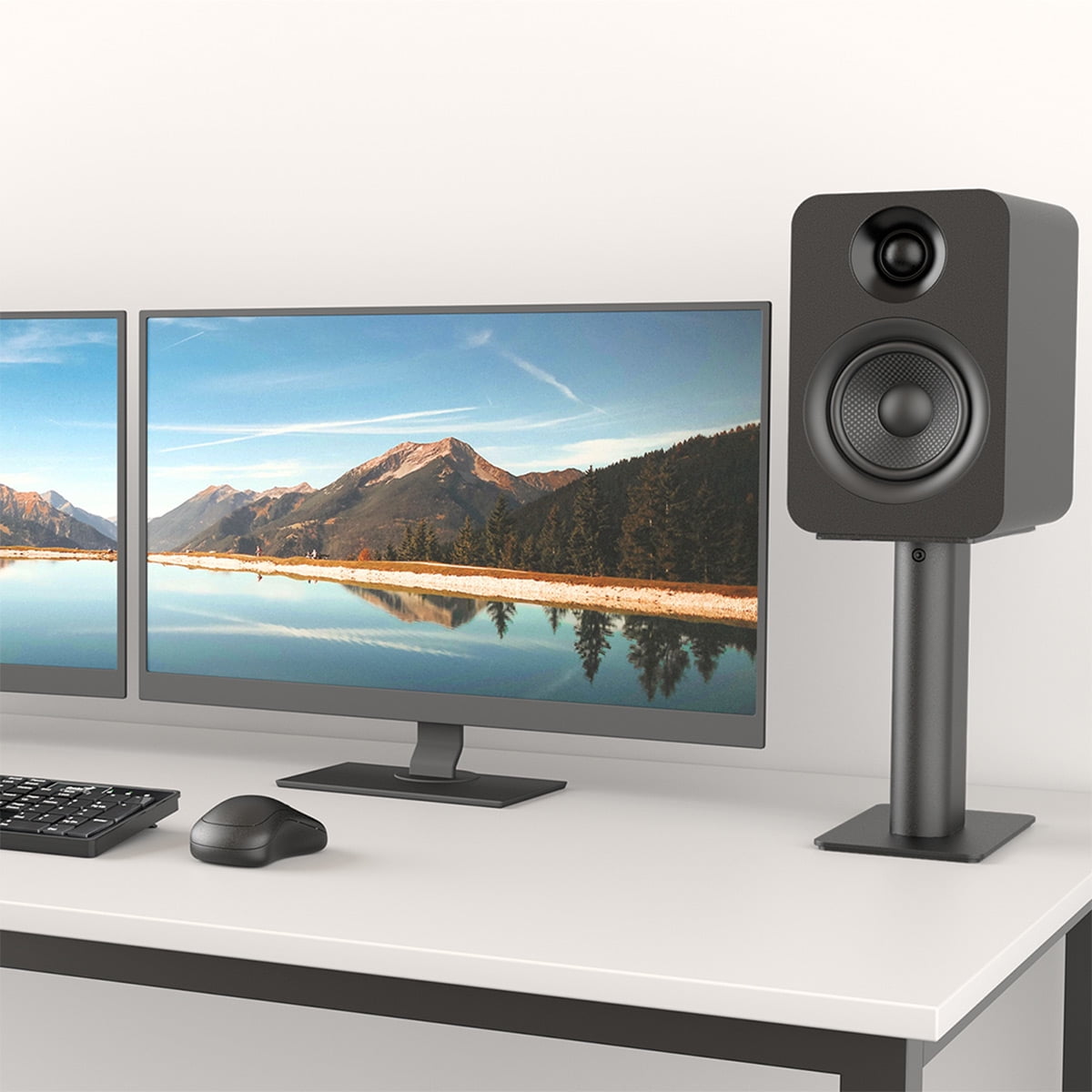 Kanto - SP9 9" Universal Desktop Speaker Stands with Rotating Top Plates and Cable Management - Pair (Black) - Serious Techies