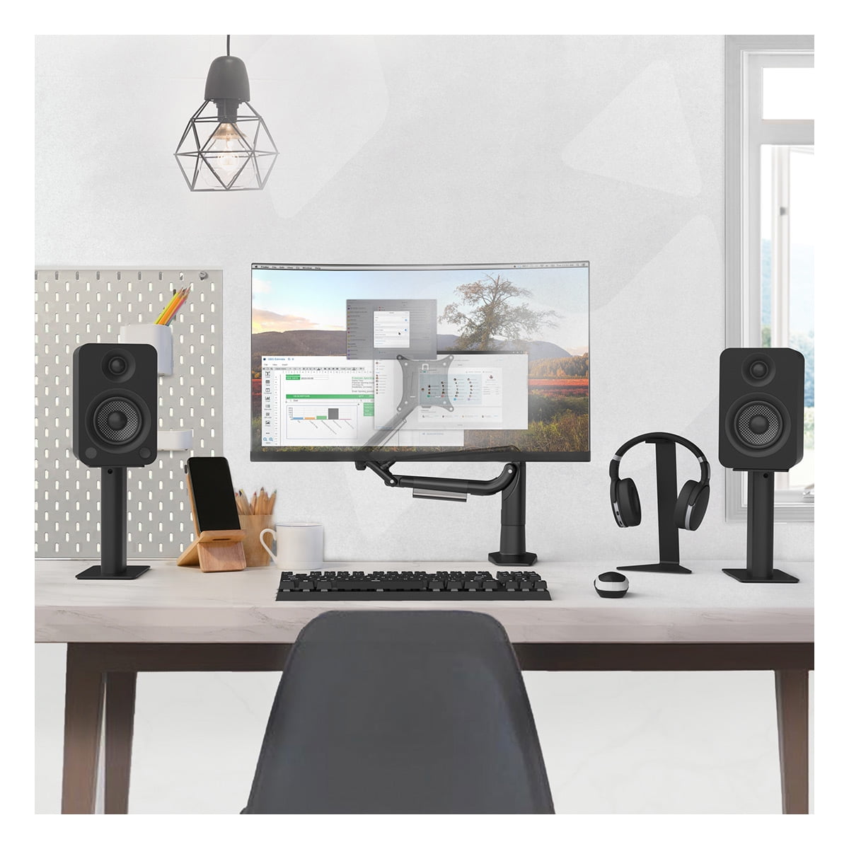 Kanto - SP9 9" Universal Desktop Speaker Stands with Rotating Top Plates and Cable Management - Pair (Black) - Serious Techies