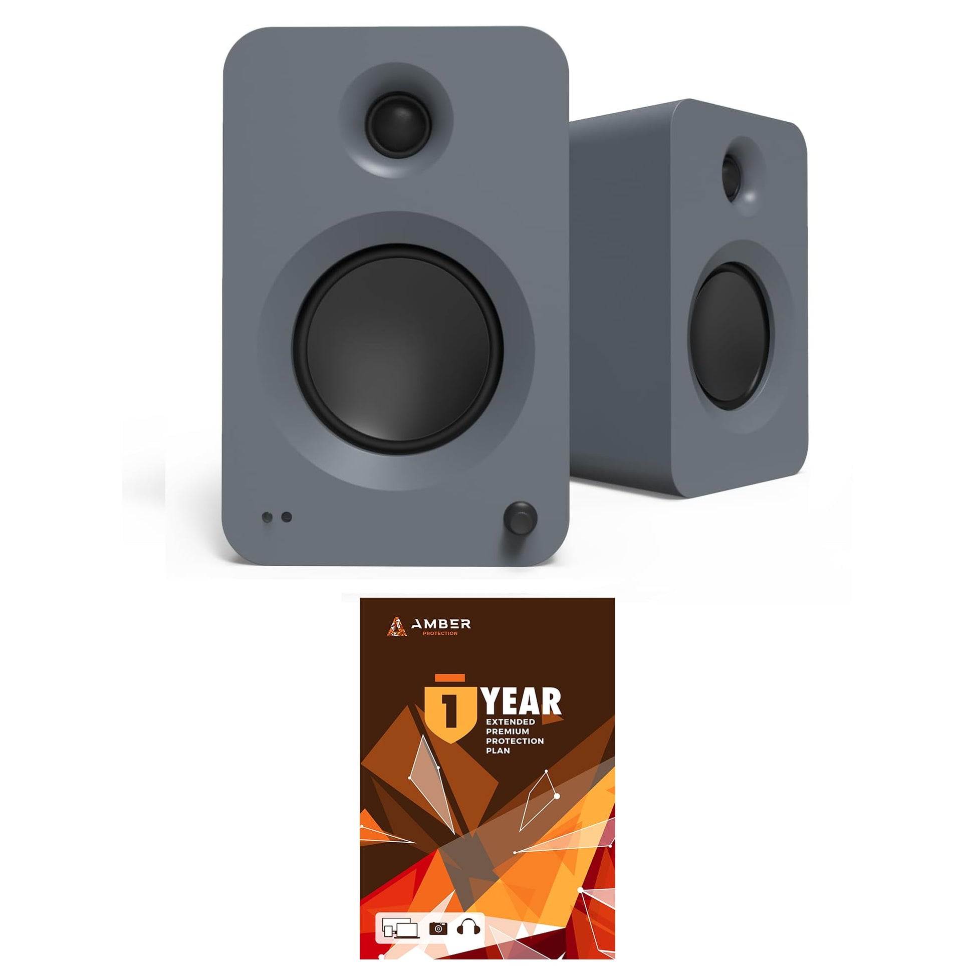 Kanto - REN GREY Bluetooth Powered Bookshelf Speakers - Matte Grey Pair with 1 Year Amber Protection Extension Plan (2024) - Serious Techies