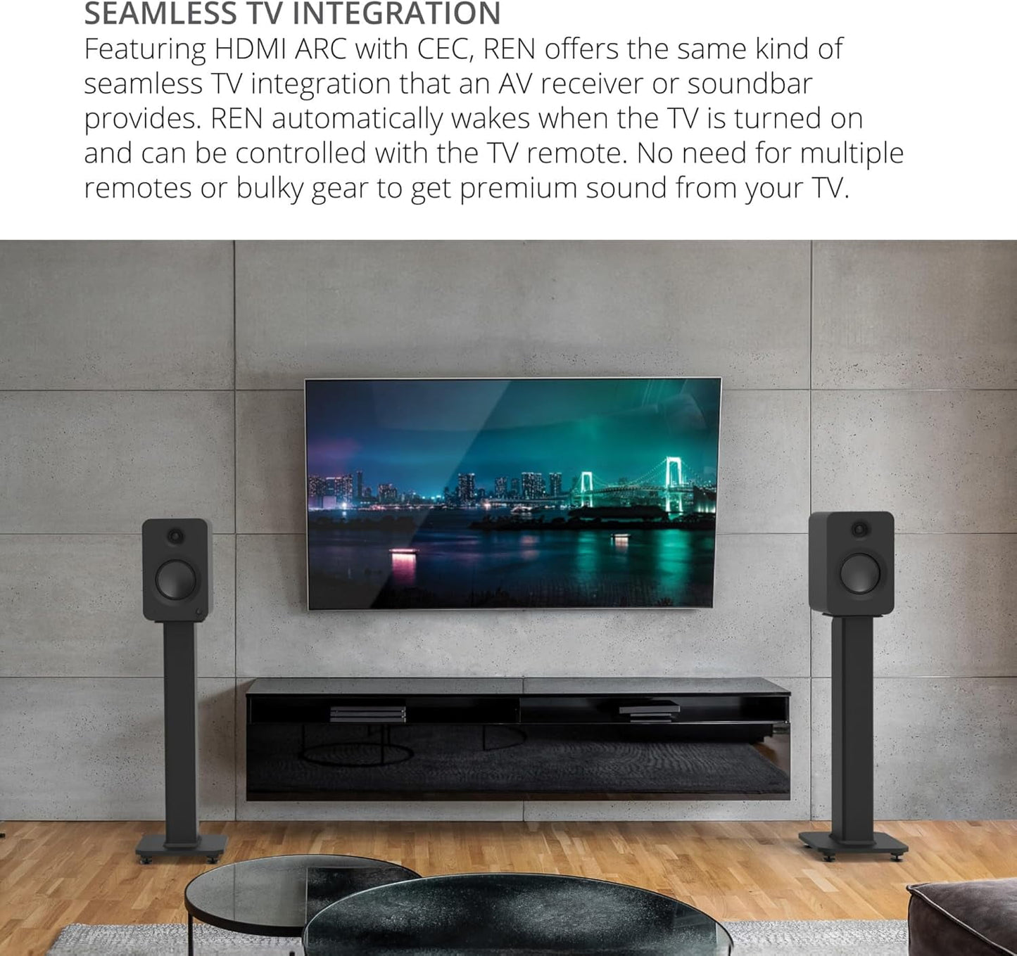 Kanto - REN GREY Bluetooth Powered Bookshelf Speakers - Matte Grey Pair with 1 Year Amber Protection Extension Plan (2024) - Serious Techies