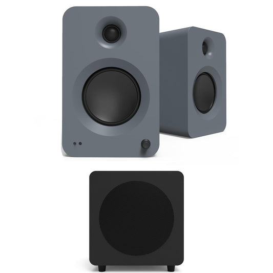 Kanto - REN GREY Bluetooth Powered Bookshelf Speakers - Matte Grey Pair with a  SUB8VMB Sealed Powered 8" Subwoofer - Vinyl Black (2024) - Serious Techies