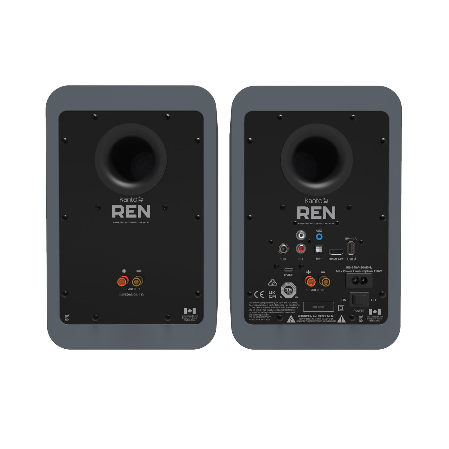 Kanto - REN GREY Bluetooth Powered Bookshelf Speakers - Matte Grey Pair with a  SUB8VMB Sealed Powered 8" Subwoofer - Vinyl Black (2024) - Serious Techies
