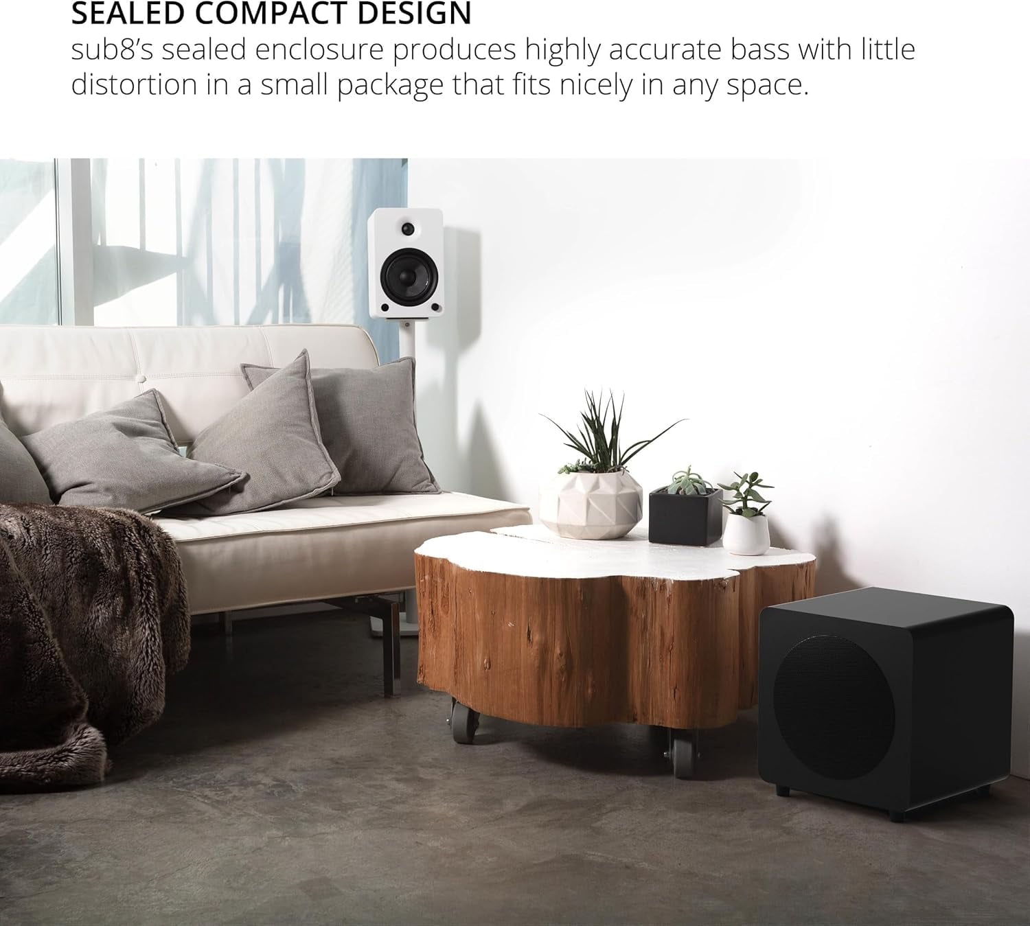Kanto - REN GREY Bluetooth Powered Bookshelf Speakers - Matte Grey Pair with a  SUB8VMB Sealed Powered 8" Subwoofer - Vinyl Black (2024) - Serious Techies