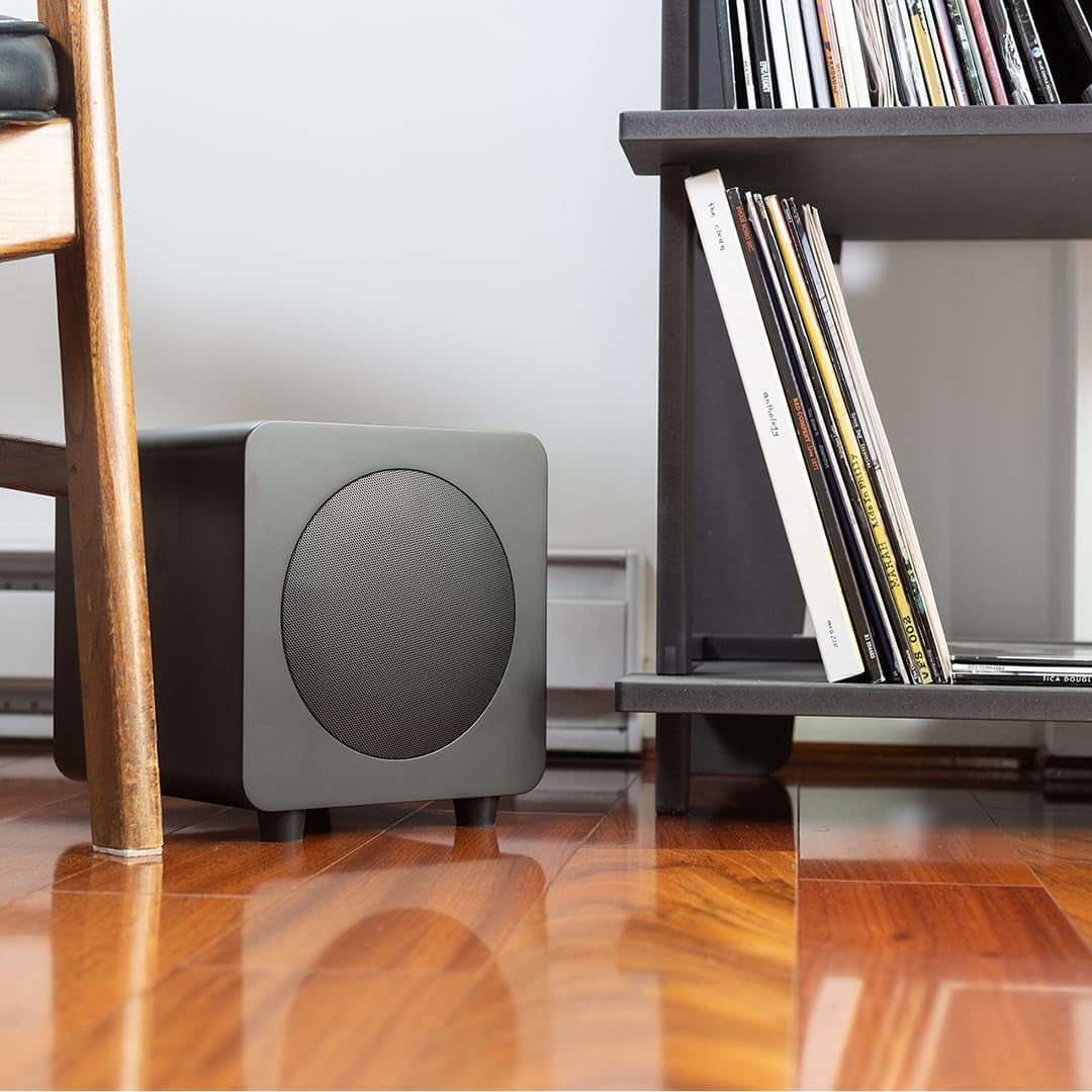 Kanto - REN GREY Bluetooth Powered Bookshelf Speakers - Matte Grey Pair with a  SUB8VMB Sealed Powered 8" Subwoofer - Vinyl Black (2024) - Serious Techies