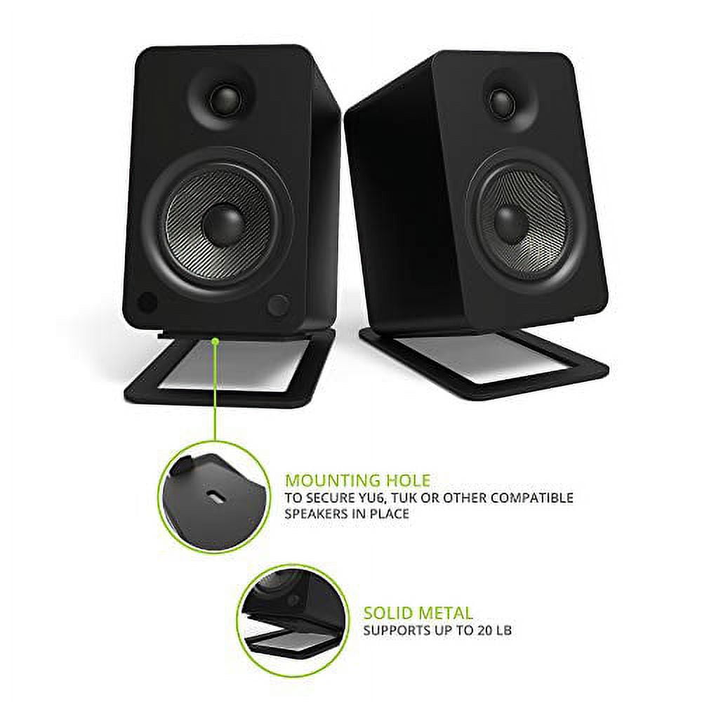 S6 Large Desk Top Speaker Stands with 16-Degrees of Tilt & Mounting Hole Pair, Black