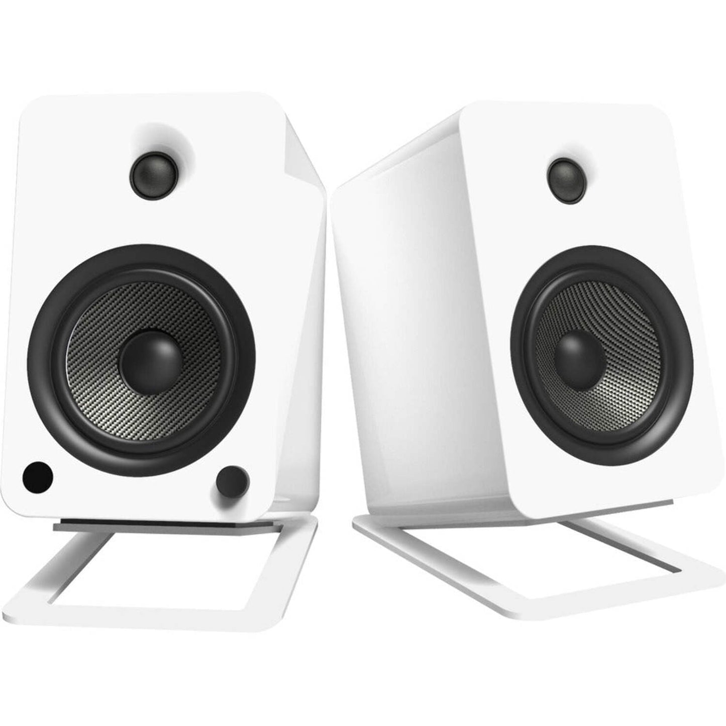 Kanto - S6W Tilted Desktop Speaker Stands for Large Speakers, White (Pair) - Serious Techies