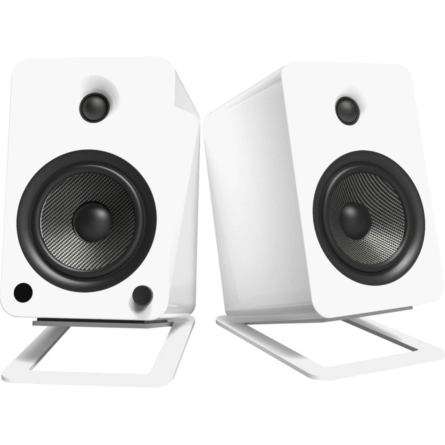 Kanto - S6W Tilted Desktop Speaker Stands for Large Speakers, White (Pair) - Serious Techies