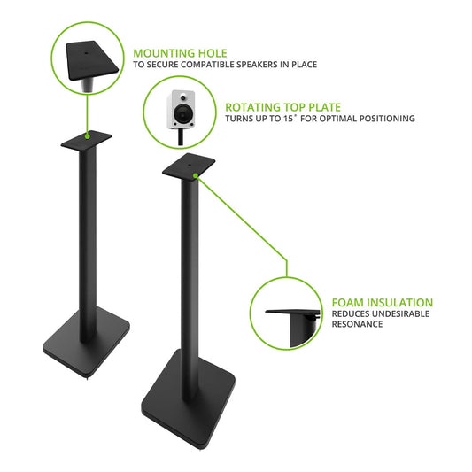 Kanto - SP32PL 32" Bookshelf Speaker Stands, Black - Serious Techies