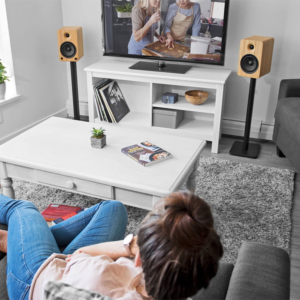 Kanto - SP32PL 32" Bookshelf Speaker Stands, Black - Serious Techies