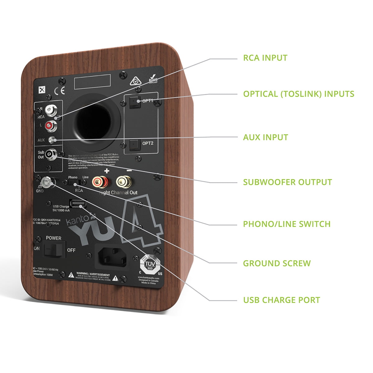 Kanto - YU4 Powered Bookshelf Speakers with Built-In Bluetooth - Pair (Walnut) - Serious Techies