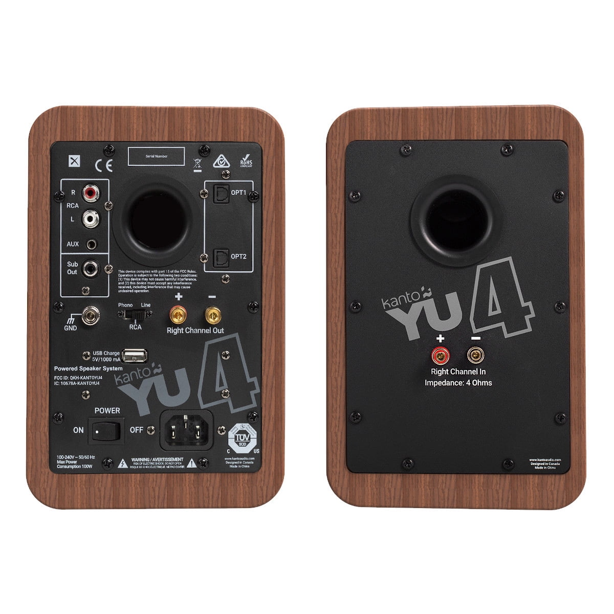 Kanto - YU4 Powered Bookshelf Speakers with Built-In Bluetooth - Pair (Walnut) - Serious Techies