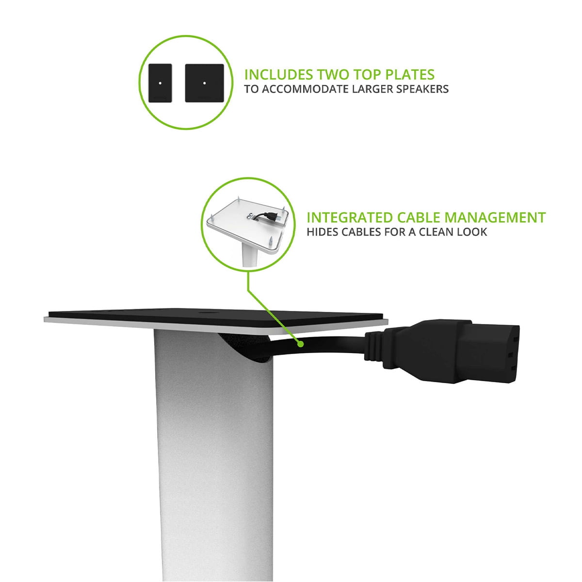 Kanto - 26" Tall Bookshelf Powered Technology Speaker Stands Integrated Cable Management, White - Serious Techies