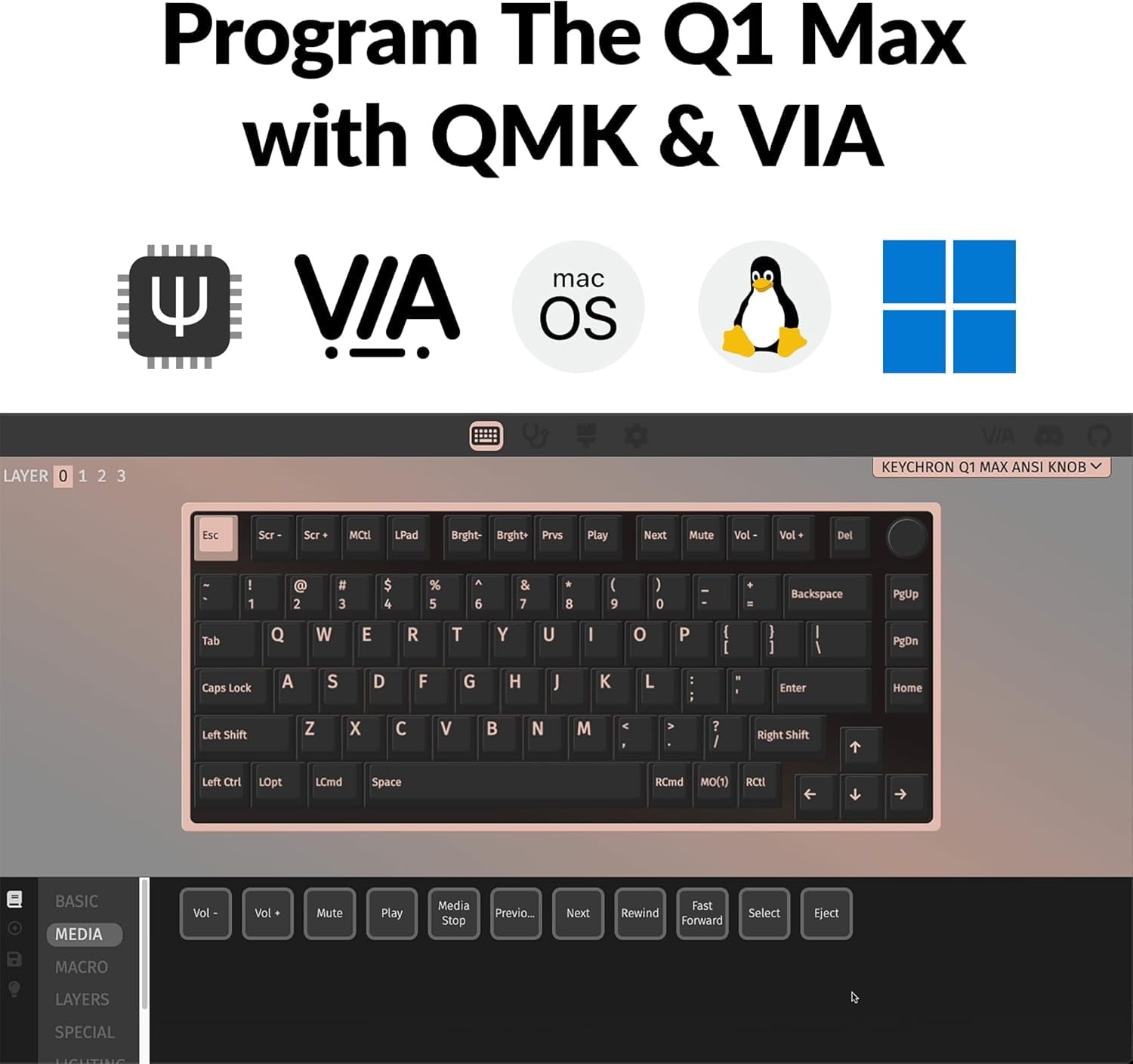 Keychron - Q1 Max RGB QMK/VIA Custom Mechanical Keyboard, Hot-Swappable Full Metal Programmable Knob with Gateron Jupiter Brown Switch, 2.4 Ghz/Bluetooth/Wired Gaming Keyboard for Mac Windows Linux - Serious Techies