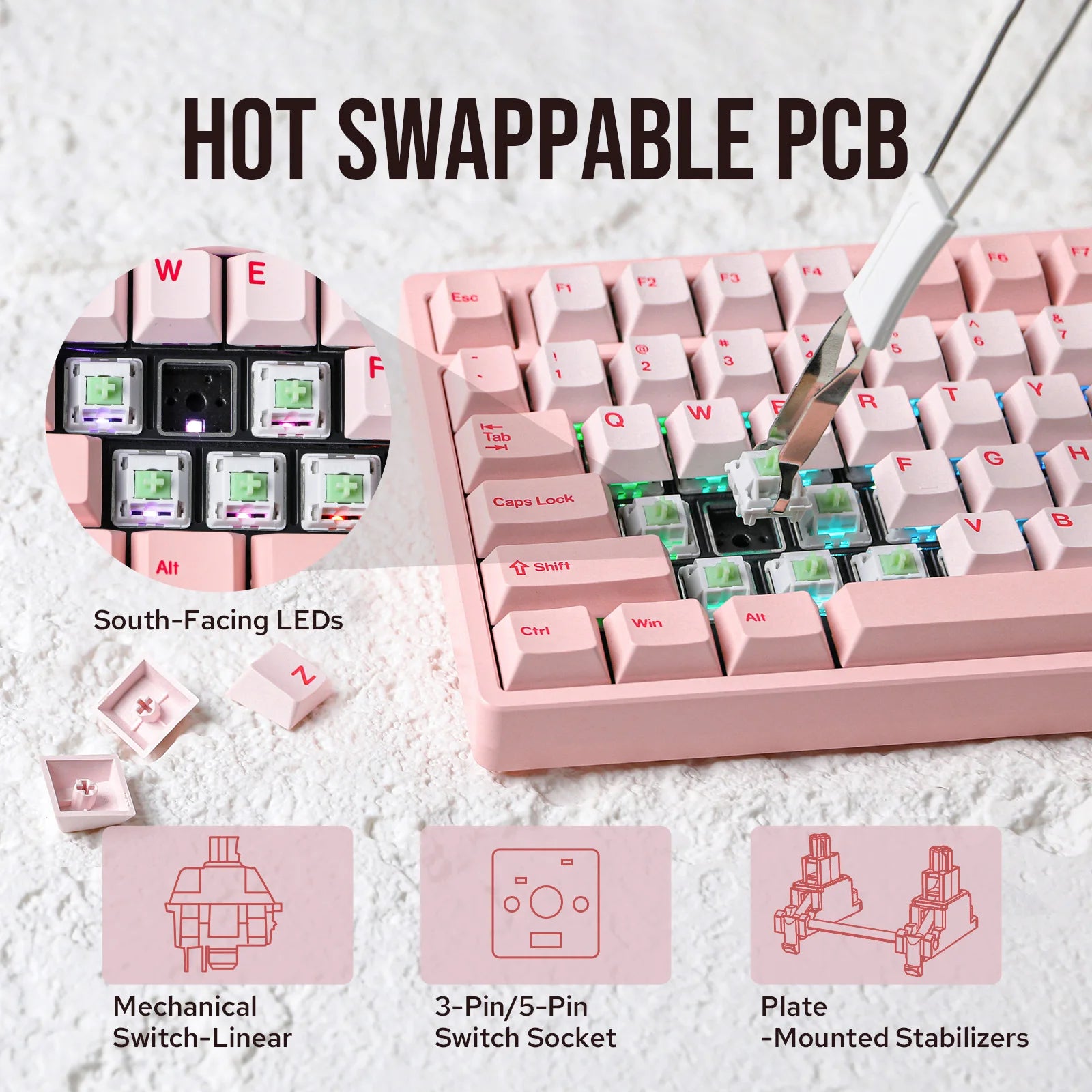 KiiBOOM - Moonshadow V2 V2 75% QMK&VIA Wired Usb-C/Bt5.0/2.4Ghz Wireless Hot-Swap Aluminum Mechanical Gaming Keyboard with FR4 Plate