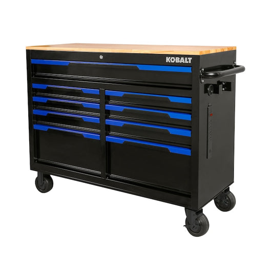 KOBALT - 46.1-In L X 37.2-In H 9 -Drawers Rolling Black Wood Work Bench - Serious Techies