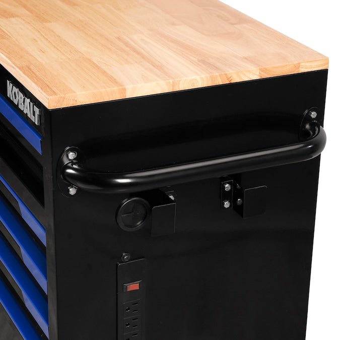 KOBALT - 46.1-In L X 37.2-In H 9 -Drawers Rolling Black Wood Work Bench - Serious Techies