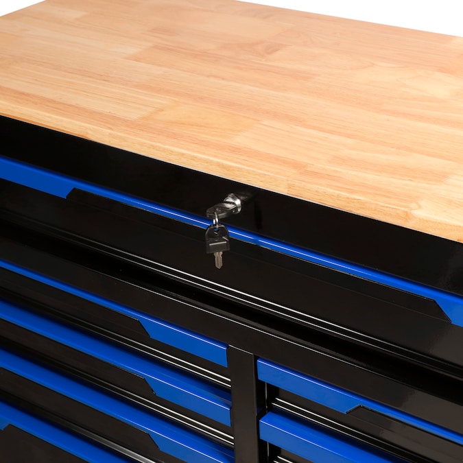 KOBALT - 46.1-In L X 37.2-In H 9 -Drawers Rolling Black Wood Work Bench - Serious Techies