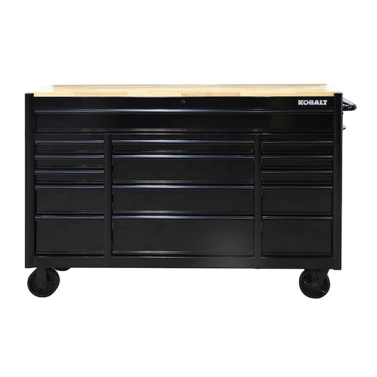 KOBALT - 59.8-In L X 42.7-In H 15 -Drawers Rolling Black Wood Work Bench - Serious Techies