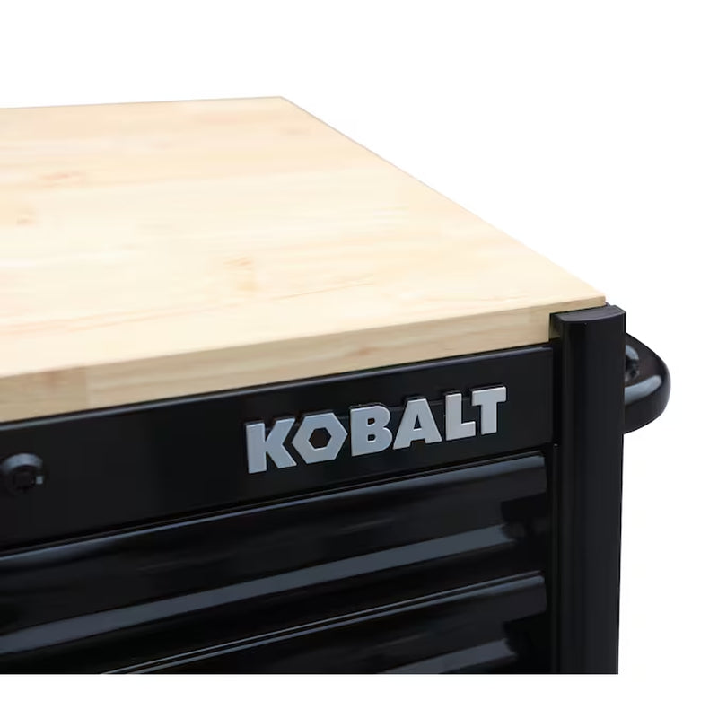 KOBALT - 71-In L X 42.7-In H 15 -Drawers Rolling Black Wood Work Bench