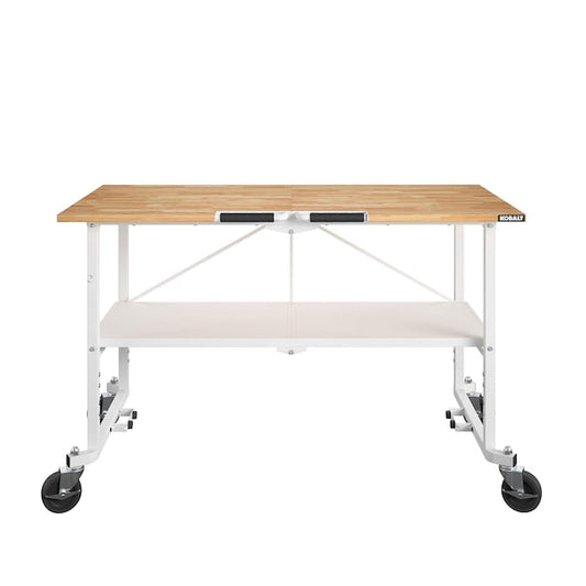 KOBALT - 52-In L X 34-In H Rolling White Wood Portable Work Bench - Serious Techies