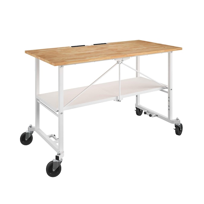 KOBALT - 52-In L X 34-In H Rolling White Wood Portable Work Bench - Serious Techies
