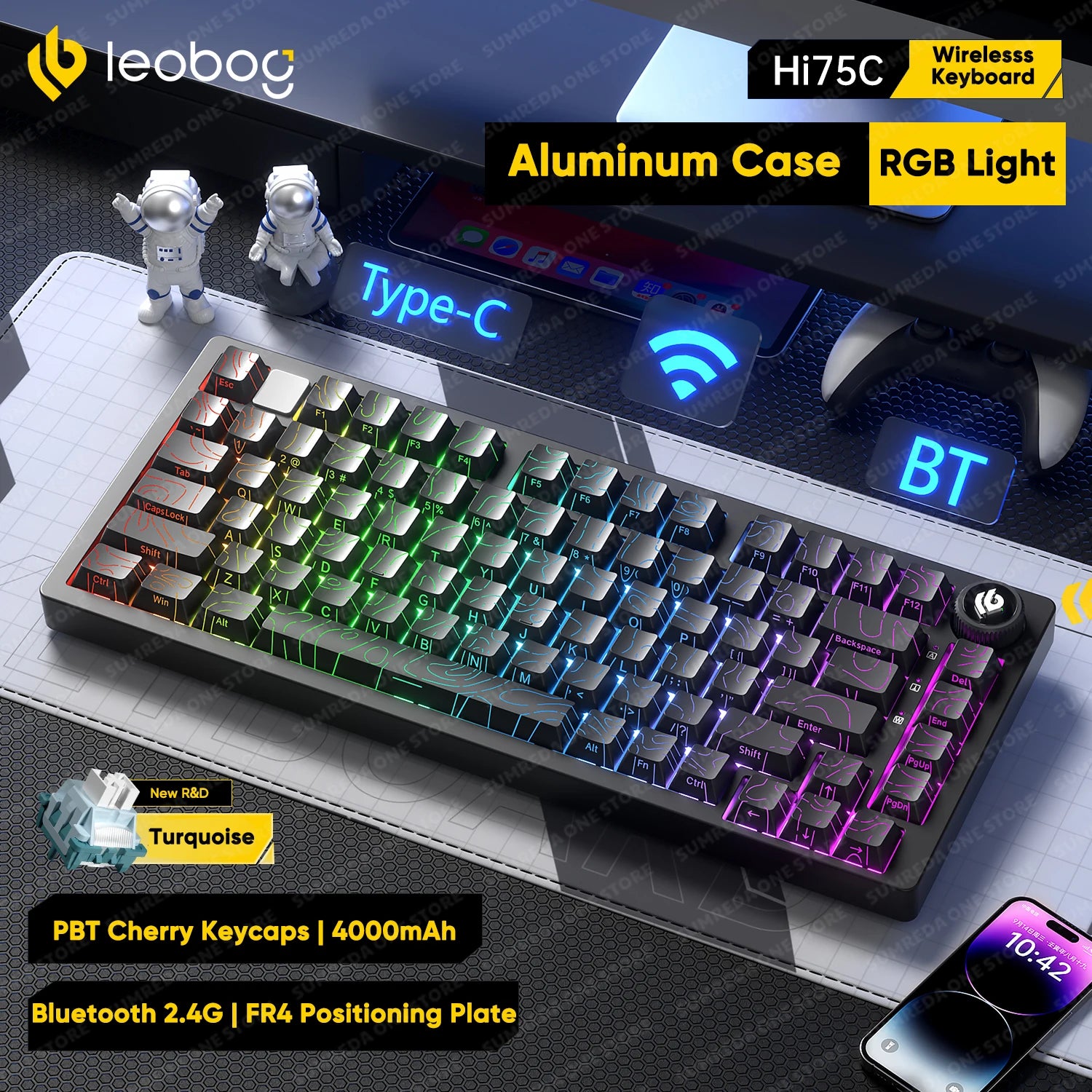Leobog - Hi75C Hi75C Pro Hi75 Gaming Aluminum Wireless Mechanical Keyboard Kit 81Keys Bluetooth 2.4G Wired Hotswap Gamer Keyboard - Serious Techies