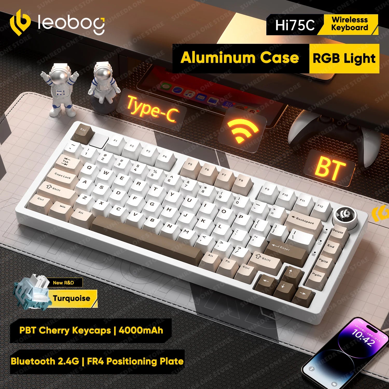 Leobog - Hi75C Hi75C Pro Hi75 Gaming Aluminum Wireless Mechanical Keyboard Kit 81Keys Bluetooth 2.4G Wired Hotswap Gamer Keyboard - Serious Techies