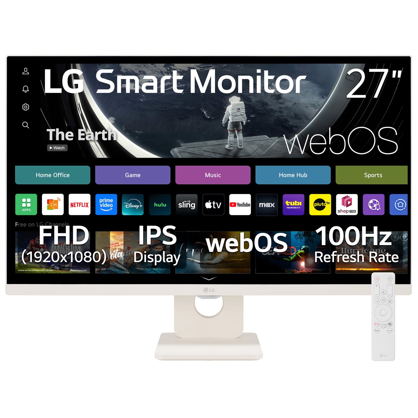 LG - 27" FHD IPS Smart Monitor with Webos 100Hz, White, 27U55WSA-W - Serious Techies