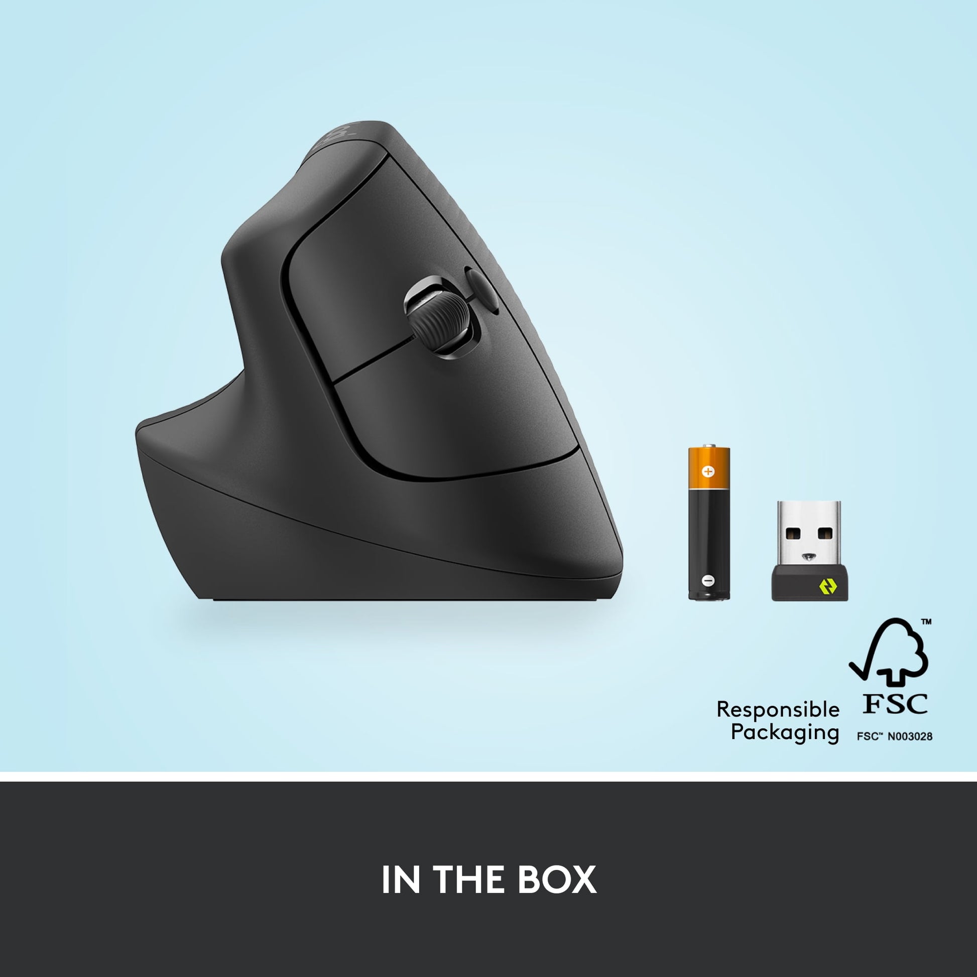 Lift LEFT Vertical Ergonomic Mouse, Left-Handed, Wireless, Bluetooth or Logi Bolt USB, Quiet Clicks, 4 Buttons, Compatible with Windows/Macos/Ipados, Laptop, PC, Graphite - Serious Techies