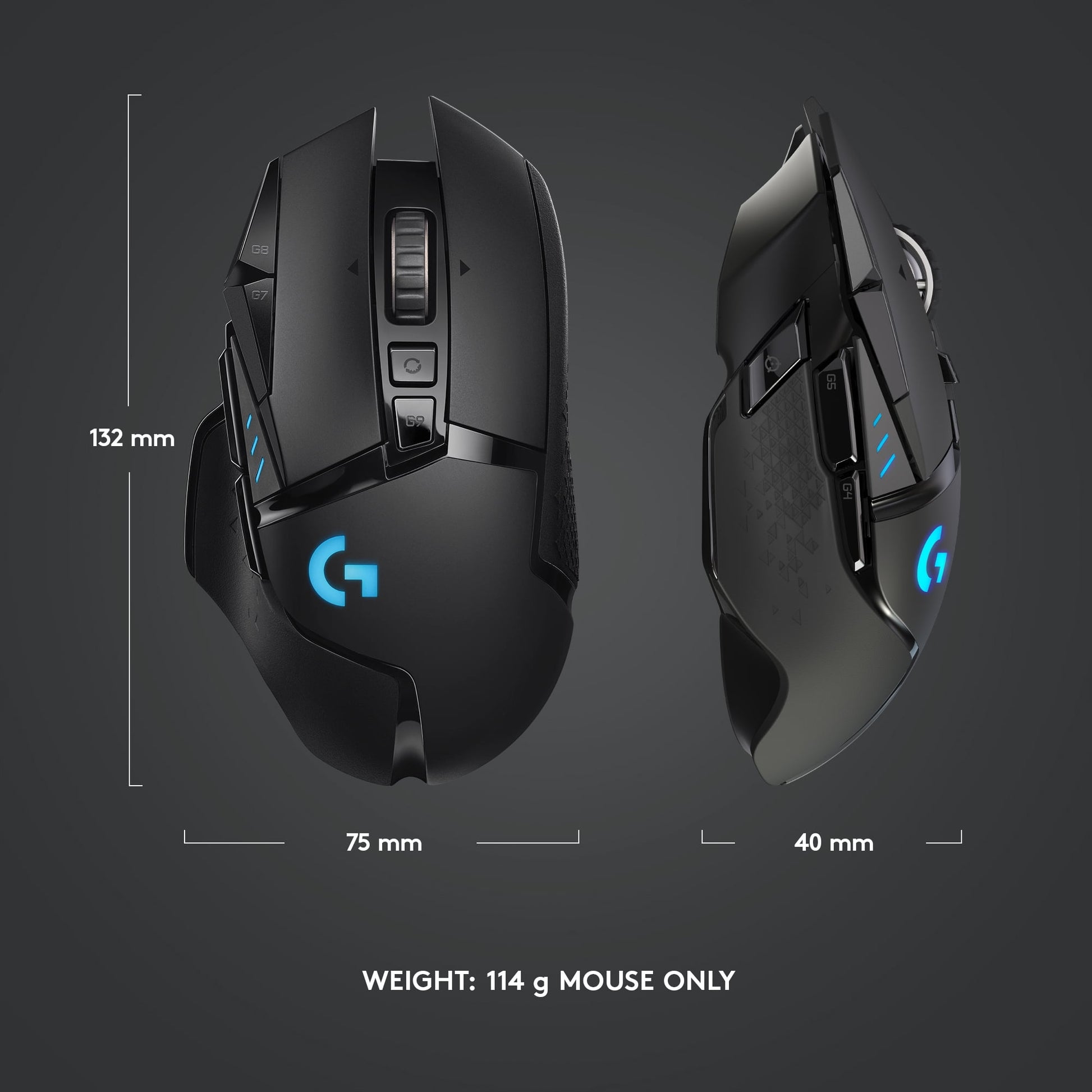 502 LIGHTSPEED Wireless Gaming Mouse, HERO 25K Sensor, 25,600 DPI, RGB, Adjustable Weights, 11 Programmable Buttons, Long Battery Life, On-Board Memory, PC / Mac - Serious Techies