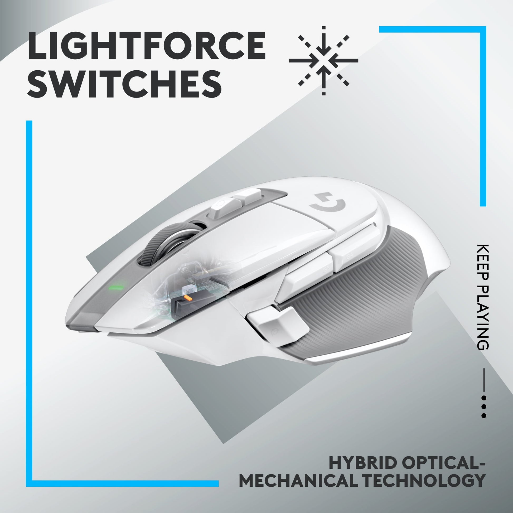 502 X Lightspeed Wireless Gaming Mouse - LIGHTFORCE Hybrid Optical-Mechanical Switches, HERO 25K Gaming Sensor, Compatible with PC - Macos/Windows - White - Serious Techies