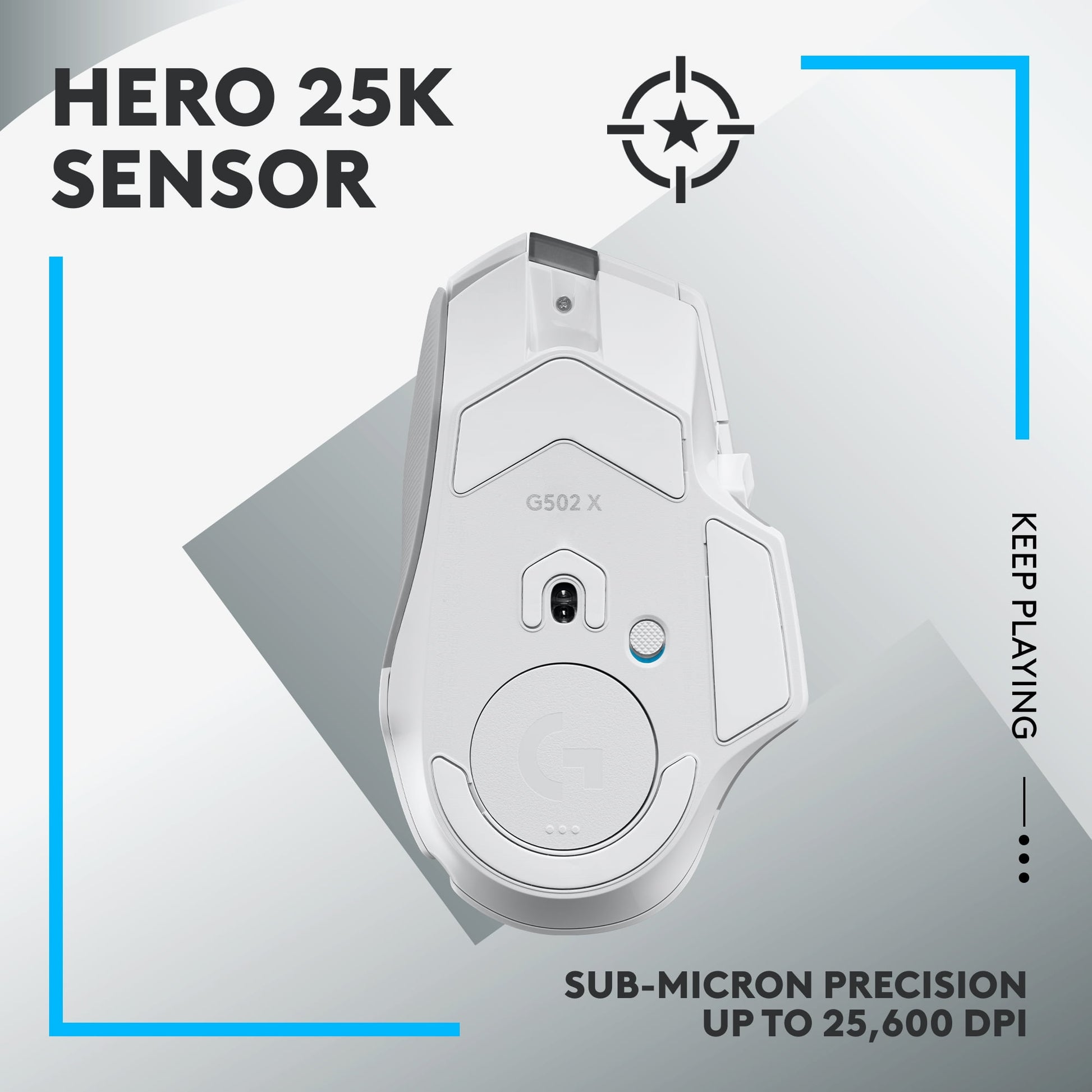 502 X Lightspeed Wireless Gaming Mouse - LIGHTFORCE Hybrid Optical-Mechanical Switches, HERO 25K Gaming Sensor, Compatible with PC - Macos/Windows - White - Serious Techies