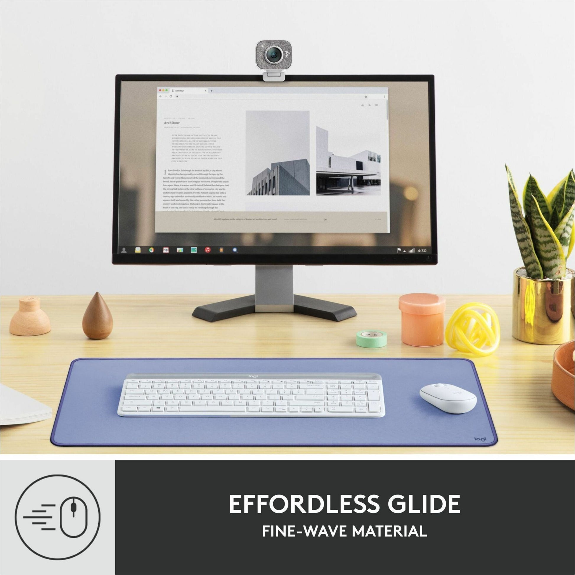 Logitech - Desk Mat - Studio Series with Anti-Slip Base, Spill-Resistant Durable Design, Fine Weave Material for a Friction-Free Surface, 27.56" Length x 11.81" Width x 0.079" Thickness Lilac - Serious Techies