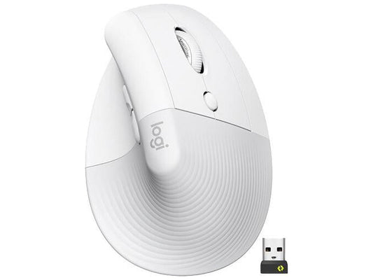 Lift Vertical Ergonomic Mouse, Wireless, Bluetooth or Logi Bolt USB Receiver, Quiet Clicks, 4 Buttons, Compatible with Windows/Macos/Ipados, Laptop, PC - off White - Serious Techies