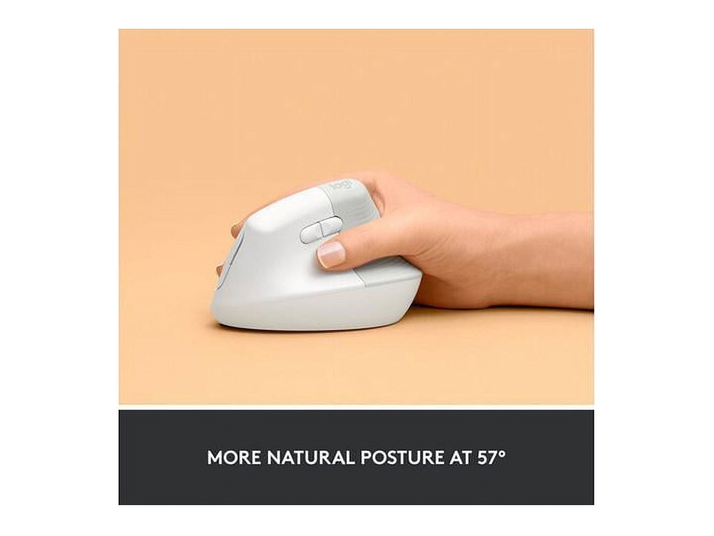 Lift Vertical Ergonomic Mouse, Wireless, Bluetooth or Logi Bolt USB Receiver, Quiet Clicks, 4 Buttons, Compatible with Windows/Macos/Ipados, Laptop, PC - off White - Serious Techies